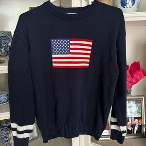 Honey Peach cotton Navy Blue Flag Sweater